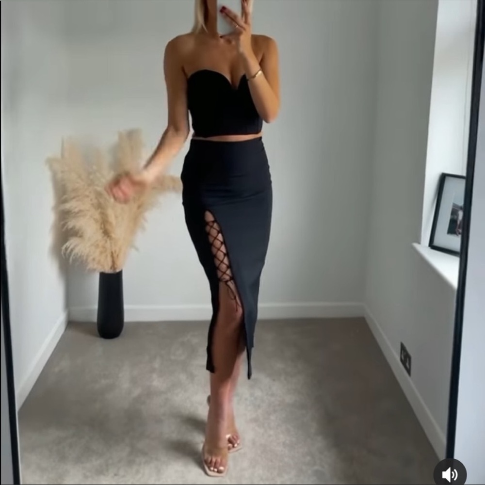 Zara laced slit midi skirt